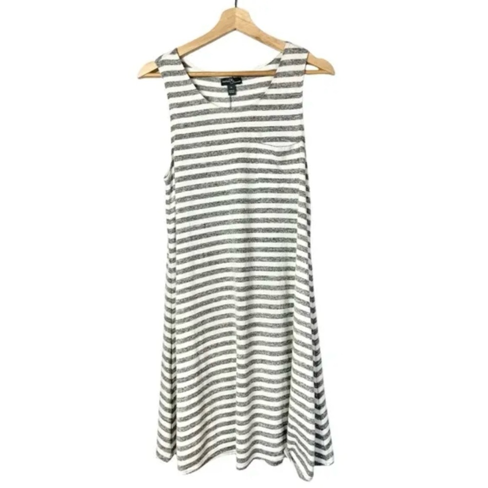 Market & Spruce Gray & White Stripe Meg Knit Swing Dress L
